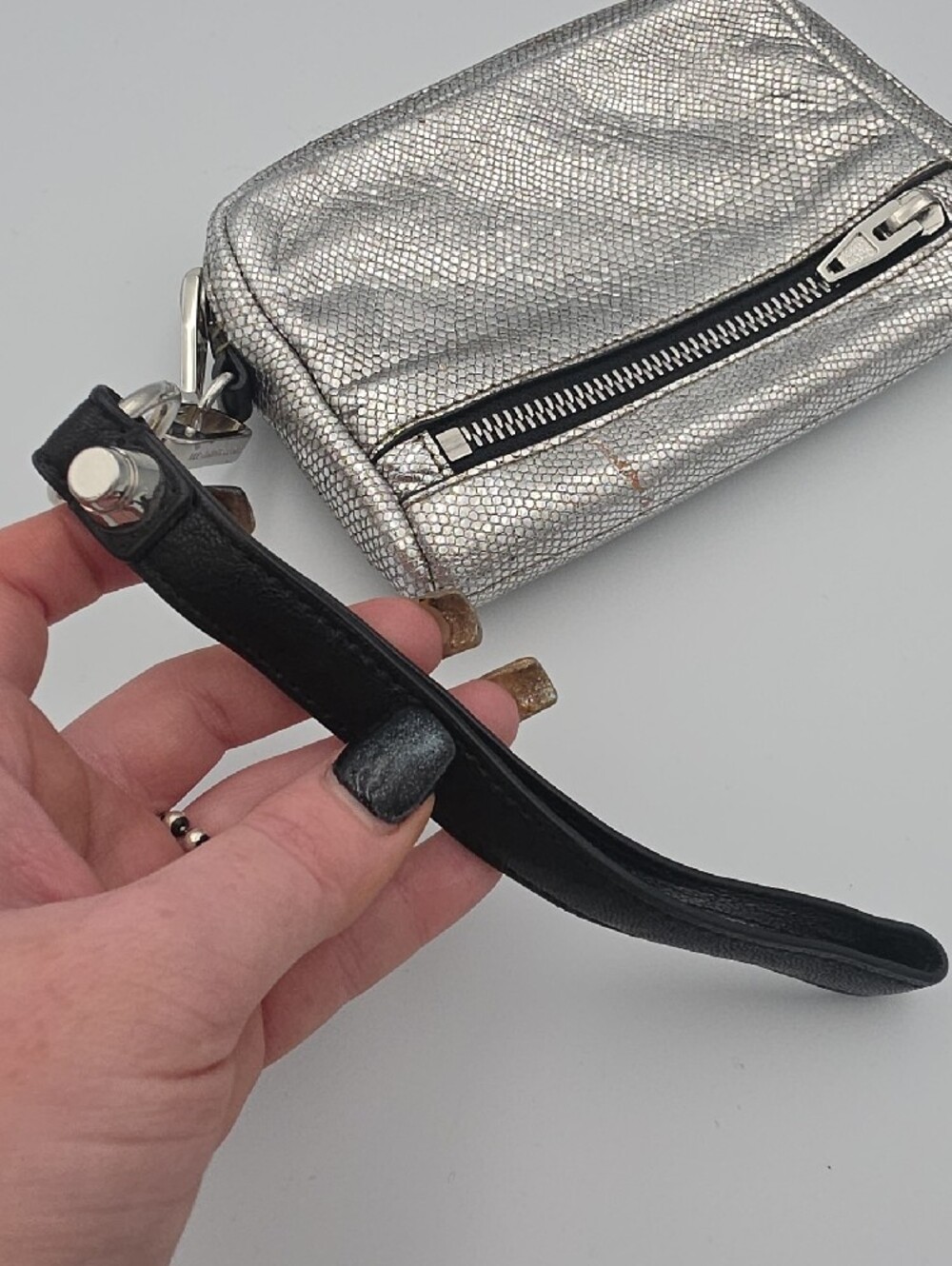 Alexander Wang Metallic Silver Small Wristlet Clutch W/ Silver Hardware (EUC)🩶 - Picture 4 of 15